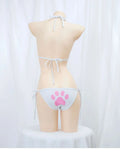 Japanese Kawaii Cat Paw Micro Bikini Set for Girl Women Bathing Suit Bandage Backless Mini Swimsuit Underwear Lingerie