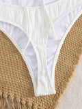 Pearls Wrinkled V Neck Thong Women Swimwear One Piece Swimsuit Female Backless Monokini High Cut Bathing Suit Swim Beach wear