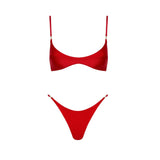 2Pcs Deep V Swimsuit With Long Skirt Women Sexy Swimwear Female Bikini Cut Out Biquini Swim Suit Shiny Button Bodysuit Beachwear