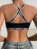 1pcs Letter Decor Sexy Women Ribbed Bras Breathable Comfortable Camisole Female Fashion Underwear Athletic Vest Sexy Lingerie