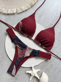 Fashion Print Halter Mini Thong High Cut Bikini Female Swimsuit Women Swimwear Two-pieces Bikini Set Bather Bathing Suit Swim