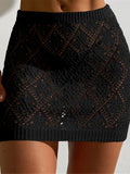 Sexy Hollow Out Crochet Knitted Tunic Beach Cover Up Cover-ups Beach Dress Beach Wear Beachwear Mini Skirt Female Women K6587