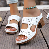 Plus Size 43 Summer High Heel Sandals Women Lightweight Hollow Out Thick Heeled Sandles Woman Outdoor Open Toe Casual Sandals