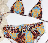 Bikini 2026 Sexy High waist Leopard print Bandage halter Swimwear Swimsuit Women Bikinis Set Bathing Suit Beach Bikini Female