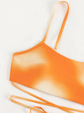 3 Pieces Ombre Lace Up Bikini Swimsuit & Beach Skirt Sexy Swimwear Women 2026 Bathing Swimming Swim Suit Female Summer Beachwear
