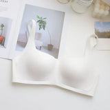 Retro Square Neck Crop Top Small Chest Gathering Seamless Invisible Bralette Summer Thin Soft Support Nude Bra Wirefree Comfort