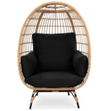 Oversized Patio Lounger Indoor/Outdoor Wicker Egg Chair Black