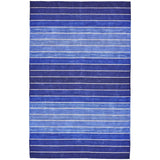 5' X 8' Striped Hand-Tufted Wool/Cotton Blue Area Rug
