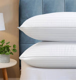 Set of 2 Machine Washable Down Alternative Bed Pillow with Cotton Cover - Queen