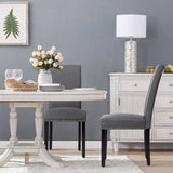 Set of 2 Grey Linen Upholstered Nailhead Dining Chair - 330 lbs. Weight Capacity