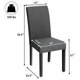 Set of 2 Grey Linen Upholstered Nailhead Dining Chair - 330 lbs. Weight Capacity