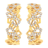 14K Yellow Gold 3/4 Cttw Diamond Honeycomb Hoop Earrings (G-H Color, SI1-SI2 Clarity) - 24MM