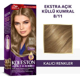Wella Koleston Intense 8/11 Hair Dye: Extra Light Ash Blonde, 100% Gray Coverage, Long Lasting Color with Argan Oil