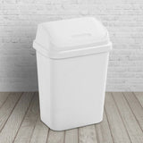 Set of 6 - White 7.8 Gallon Swing Top Kitchen Wastebasket Trash Can
