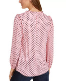 Tommy Hilfiger Women's Polka Dot Long Sleeve V Neck Blouse Top, XS