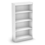 White 4-Shelf Bookcase with 2 Adjustable Shelves
