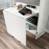 Drop Leaf Computer Desk Craft Table Armoire in White Wood Finish - Made in USA