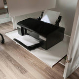 Drop Leaf Computer Desk Craft Table Armoire in White Wood Finish - Made in USA