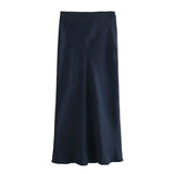 Foridol Autumn Winter Burgundy Satin Skirt Women Party Silk Skirt High Waist Straight Long Faldas Mujer Christmas Skirt