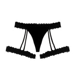 1pcs XL-4XL Plus Size Lace Women Thongs Mid Waist Solid Ladies G-string New Fashion Erotic Underwear Female Suspender Socks