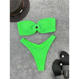 Sexy Wrinkled Bandeau Strapless Bikini Women Swimwear Female Swimsuit Two-Pieces Bikini Set Bather Bathing Suit Swim Lady V3367L