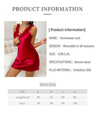 Summer Contrast Sensual Ice Silk Satin Nightdress for Women Deep V Backless Split Slip Nightgown Sleep Dress Pajamas