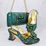 Doershow nice African Shoes And Bag Matching Set With gold Hot Selling Women Italian Shoes And Bag Set For Wedding HRF1-9