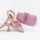 Doershow African fashion Italian Shoes And Bag Sets For Evening Party With Stones SILVER Italian Handbags Match Bags! 1-1