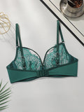 fashion Vintage Elegant French Lace Women's Bra Sexy Lingerie Green Underwear Four Seasons Brassiere MR2986
