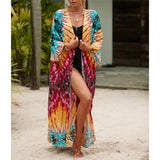 13 Colors Printed With Belt Crochet Knitted Tunic Beach Dress Beach Wear Beachwear Beach Cover Up Cover-upsFemale Women V7201