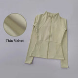 Women's Long-Sleeved Fleece Jacket Slimming Warm Coat for Yoga Pilates Fitness Running - Autumn Winter Sports Outerwear