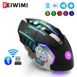 Rechargeable Wireless Mouse with 2.4GHz USB & Bluetooth, RGB Backlit Ergonomic Silent Optical Mouse for Laptop PC Macbook Tablet