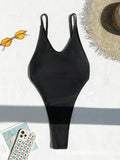 DEKA Fashion Solid One Piece Swimsuit High Cut Women Sexy Deep V Neck Backless Bathing Suit Summer Bodysuits Bikini Beachwear