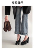Spring Autumn Platform Mary Jane Shoes Women Thick High Heels Shoes Vintage Slip on Butterfly-knot Pumps 2026 New
