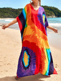 2026 New Colorful Kaftan Tunic Beach Dress Beach Wear Beachwear Beach Cover Up Cover-upsLoose Maxi Dress Female Women V4428
