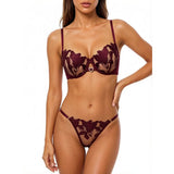 Special anniversary embroidery lingerie set - Sophisticated style, atmosphere-enhancing French vintage mesh bra ZA824031
