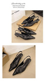 Pointed Toe Slingbacks Sandals Women Elegant Kitten Heel Dress Shoes Shallow Comfy Bowknot Office High Heels Ladies 2026