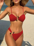 New Sexy Ribbed Brazilian Bikini Padded Bathing Suit Bather Swim Female Swimsuit Two-Pieces Bikini Set Women Swimwear V6343R