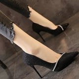 High Heels Women with  Spring and Autumn Pointy Women's Shoes Dress Wedding Shoes Temperament Banquet Single Shoes