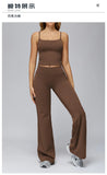 Yoga Suit Gym Fitness Set Hanging Neck Slim Sports Tank Top High Waist Wide Leg Pants Tracksuit Outdoor Running Athletic Wear