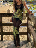 With Floral Dress Printed Halter Bikini Female Swimsuit Women Swimwear Three-pieces Bikini set Bather Bathing Suit Swim V8204