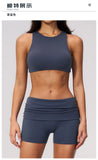 Tight Yoga Clothes Women Speed Drying Shock-absorbing Sports Vest Fitness Suits Outwear Gym Flip Waist Shorts Workout Clothes