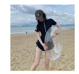 New Women's Swimsuit, One-piece Coverage Slimming Effect  Conservative Sports Style Hot Spring Flat Leg Pants Swimsuit Plus Size