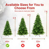 5ft / 6ft / 7ft Pre-lit Artificial Christmas Tree Automatic Open PE/PVC Mixed Flocking Xmas Tree LEDS Lights Xmas Ornaments