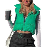 Women Winter Warm Crop Waistcoat Sleeveless Stand Collar Double Sided Lightweight Puffer Vest 2022 Streetwear