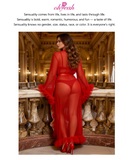 White Mesh Long Robe for Women Sexy See Through Sleepwear Plus Size Ruffled Belted Nightgown Lingerie