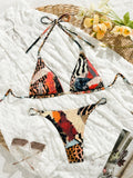 2025 Triangle Bikinis Women Printed Swimwear Female Sexy Leopard Swimsuit Bathers Bathing Swimming Swim Suit Beachwear Summer