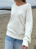 Phantasy Retro Solid Color Sweater Winter Women's V-Neck Casual Simple Loose Knit Sweater Trendy Spring Autumn Winter Sweater