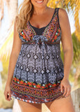 DEKA Swimsuits Women Two Piece Bikini Plus Size Swimdress Printed Tankini Set Push Up Retro Large Swimwear Swimming Suit