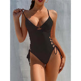 S - XL Sexy Lace Up Underwired One Piece Swimsuit Women Swimwear Female Backless Monokini Bather Bathing Suit Swim Lady V2906